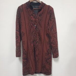 Dakota 100% Alpaca Coat Size M Hand Loomed Bollivia Long Lined Sweater Western